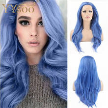 YYsoo Lace Front Synthetic Wig Straight Long Fashion Blue Hair Wig Half Hand Tied Heat Resistant Natural Wavy Wigs for Women 2024 - buy cheap