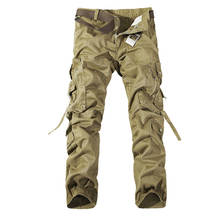 Calça cargo masculina verde do exército, calça casual de decoração com bolsos grandes e fácil lavagem, tamanho 42, moda, novo, 2021 2024 - compre barato