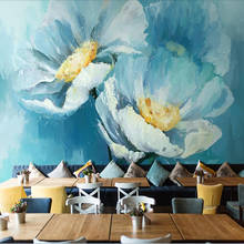 Milofi-papel tapiz 3D personalizado, Mural de flores azules nórdicas americanas, decoración de pared de fondo para sala de estar, Mural de pintura, papel tapiz 2024 - compra barato