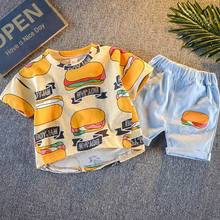 Conjunto de camiseta y pantalones cortos para niños, ropa de algodón con estampado de hamburguesa, verano, 2019 2024 - compra barato
