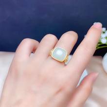 natural Hetian white jade ring for women silver jewelry soft character real 925 silver gold plated special craftmanship frosted 2024 - buy cheap