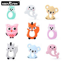 Keep&Grow 2pcs Silicone Baby Teethers BPA Free Animals Koala Owl Fox Teether Teething Toys Silicone Beads DIY Necklace Pendant 2024 - buy cheap