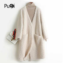 PUDI  Women's Winter Wool Fur Coat Jacket ladyFemale Real Sheep Fur Parka Long Trench  jackets overcoats A80664 2024 - buy cheap