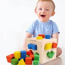 Forma geométrica de madeira caixa cubo de classificação reconhecimento de cor educacional crianças brinquedo criança educação precoce brinquedos cognição presente 2024 - compre barato