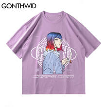 Gonthwid-camisetas estilo harajuku, camisetas de algodão, masculinas, de manga curta, com estampa de desenho animado 2024 - compre barato
