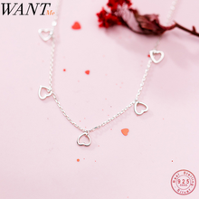 WANTME Genuine 100% 925 Sterling Silver Fashion Minimalist Love Heart Chain Necklace for Women Party Wedding Jewelry Accessories 2024 - buy cheap