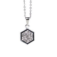 Exquisito Diamante de imitación Hexagonal negro David Star colgante Collar incrustado circonia blanca cadena mujer chica regalo de joyería de la suerte 2024 - compra barato