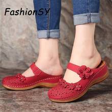 Women Flat Sandals Hollow Out Retro Flower Round Toe Ladies Shoes woman Plus Size shoes Super Soft Female Buckle Slippers 2024 - buy cheap