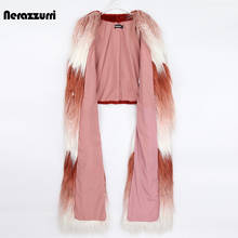 Nerazzurri Short Front Long Back Faux Fur Coat Long Sleeve V Neck Winter Clothes Women 2021 Runway Harajuku Fashion Streetwear 2024 - buy cheap