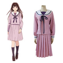 Noragami Yukine Iki Hiyori JK Pink School Uniform Sailor Dress Cosplay Costume Skirt Lolita Halloween / Long Straight Brown Wig 2024 - buy cheap