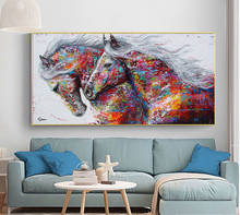 Modern Posters and Prints Graffiti Two Running Horses Wall Art Canvas Painting Animal Pictures for Living Room Home Decor 2024 - buy cheap