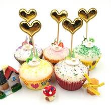 Set de 5 unids/set de decoración para pasteles, decoración de banderas para cupcakes de cumpleaños con Corazón Dorado, suministros para fiestas de cumpleaños y Baby Shower 2024 - compra barato