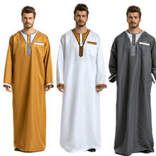 Homem roupa islâmica tradicional jubba thobe arábia saudita abaya ramadan muçulmano vestido adulto manga longa vestes árabe dubai kaftan 2024 - compre barato