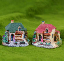 Casa de Castillo de resina en miniatura, micropaisaje, jardín de hadas, artesanía de decoración de cabaña para la decoración del jardín del hogar, 9x7,5 cm 2024 - compra barato