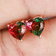 Blaike Simple Heart Zircon Stud Earrings For Women luxury Rose Gold Bride Wedding Party Jewelry Valentine's Day Gifts 2024 - buy cheap