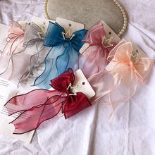 6pcs/lot Snow Yarn Streamer Hair Bows Accessories Crystal Crown Princess Hair Clip Tassel Mesh Girls Hairbow Birthday Hairpin 2024 - buy cheap