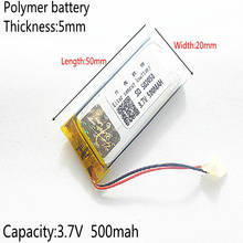 Batería de polímero de iones de litio para GPS,mp3,mp4,mp5,dvd,bluetooth, modelo de juguete móvil, 3,7 V,500mAH,502050 PLIB 2024 - compra barato