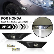 Luz marcador de para-choque lateral + duas lâmpadas brancas, 2 peças, para honda civic 2016 2017 2018 2019 2020 2021, fumaça/lente transparente, estilo oem, lâmpada branca 2024 - compre barato