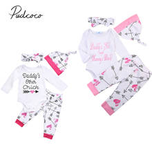 2019 Baby Spring Autumn Clothing Newborn Baby Girls Clothes Arrow Print Romper Jumpsuit + Floral Pants Leggings 4Pcs Outfit Set 2024 - buy cheap