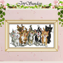 Eight Cats Patterns Counted Cross Stitch 11CT 14CT Cross Stitch Set Wholesale Animals Cross-stitch Kit Embroidery Needlework 2024 - buy cheap