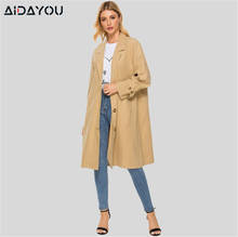 Womens Trench Coat Autumn Khaki Color  Long Overcoat Fashion Design Oversize Loose Outwear oucc605a 2024 - buy cheap