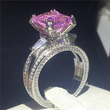 Anel de diamante luxo da torre eiffel 6ct de laboratório, rosa, prata esterlina 925, aliança de casamento, para mulheres, homens, joias de festa, presente 2024 - compre barato