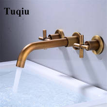 Tuqiu Basin Faucet Wall Mounted Double Handle Mixer Tap Hot & Cold In-wall Antique Bronze Basin mixer Total Brass Sink Faucet 2024 - buy cheap