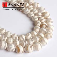 8/10mm Natural Stone Faceted White Water Wave Stripe Agates Loose Round Beads for Jewelry Making DIY Bracelet Necklace 15 inch 2024 - buy cheap