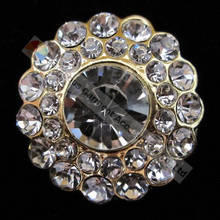 Botón redondo de metal transparente con diamantes de imitación, pieza central de cristal checo en color dorado para decoración de ropa DIY, 2 uds. 2022 - compra barato