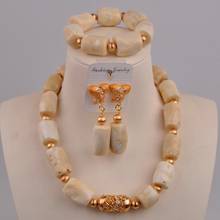 Red/Orange/White Original Coral African Beads Jewelry Set Real Coral Beads and Gold Dubai Women Costume Jewelry Set 21-F1-01 2024 - buy cheap