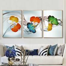 Pinturas abstratas coloridas de ginkgo, linhas de folhas, arte de parede, posteres e impressões para sala de estar, quarto, decoração de corredor 2024 - compre barato