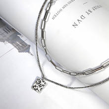 Ожерелье из серебра 925 пробы, необычное квадратное ожерелье с кулоном, простое ожерелье в стиле хип-хоп, аксессуары для пар, ювелирные изделия 2024 - купить недорого