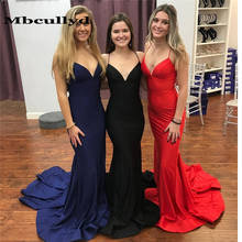 Mbcullyd Mermaid Prom Dresses Long 2023 Cross Backless Navy Blue Evening Dress For Women Red Black vestidos de fiesta de noche 2024 - buy cheap