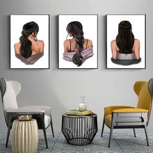 Pintura en lienzo de mujer, póster moderno de moda, arte corporal, arte de pared, vista trasera, decoración del dormitorio, imagen, impresiones de pared del hogar, Noframe 2024 - compra barato