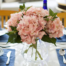 Flores de seda artificial hydrangea flores para sala de estar decoração de casamento casa artificial hydrangea bouquet falso flores decoração interior 2024 - compre barato