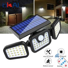 108 171  LED Solar Light Outdoor 3 Head Motion Sensor Wide Angle Illumination Waterproof Solar Wall Lamp Garden Garage Lights 2024 - buy cheap