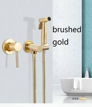 MTTUZK Solid Brass Brushed Gold Finished Toilet Spray Gun Bidet Shower Set With Hot and Cold Water Bidet Mixer Handheld Bidet 2024 - buy cheap