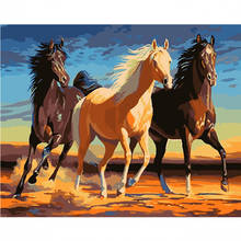 Pintura por números de arte de parede, pintura digital diy de três cavalos corridos, presente exclusivo, decoração para casa 40x50cm 2024 - compre barato