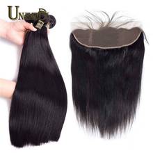 Uneed Hair Bundles With Frontal Straight Hair With Frontal For Black Woman 13x4 Lace Frontal Peruvian 100% Human Hair Weave 2024 - buy cheap