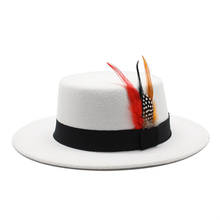 winter Women Wool Felt Hats White Wide Brim Fedoras for Wedding Party Church Hats Pork Pie Fedora Hat Floppy Derby Triby Hats 2024 - buy cheap