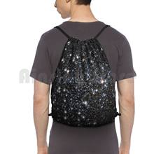 Блестящий рюкзак Galaxy, сумка на шнурке, сумка для верховой езды, скалолазания, тренажерного зала, чехол для изучения космоса, черная звезда, туманность, галактика, звезда 2024 - купить недорого