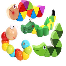 Kids Montessori Materials Wooden Education Toys Baby Fingers Flexible Training Twisting Worm Puzzle Math Toy for 1 2 3 Years Old 2024 - buy cheap