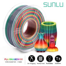 Нить PLA SUNLU для 3D-принтера, нить PLA, радужные материалы, 3D нити 1,75 мм, 1 кг, точность измерения +/-0,02 мм 2024 - купить недорого