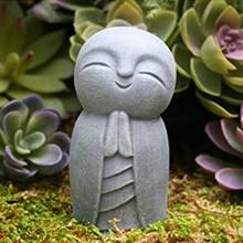 Statue Decorative Durable Resin Grey Little Jizo Buddha Sculpture for Outdoor Little Monk Home Garden Living Room Decoration 2024 - buy cheap