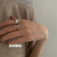 AOMU-Conjunto de 2 unids/set de anillo de apertura de Metal hueco entrelazado Irregular para mujer, joyería de moda Punk, personalidad Simple, nuevo 2024 - compra barato