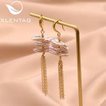 XlentAg Natural Fresh Water Pink Pearl Tassel Drop Earrings Luxury Earrings For Women Girl Party Engagement Orecchini GE0826 2024 - buy cheap