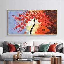 Pinturas al óleo sobre lienzo para decoración del hogar, paleta gruesa de árbol de flores abstractas en 3D, pintura al óleo pintada a mano, arte de pared para decoración del hogar, 100% 2024 - compra barato