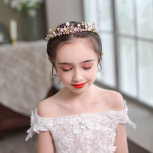 Gold Kids Girls Tiaras And Crown Flower Crystal Rhinestone Diadems Party Gift Photography Children Hair Accessories Headpiece 2024 - buy cheap