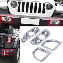 for Jeep Wrangler JL 2018 2019 ABS Chrome Front /Rear Fog Light Lamp Eyebrow Bumper Eyelid Cover Trim Bezel Garnish 4pcs 2024 - buy cheap