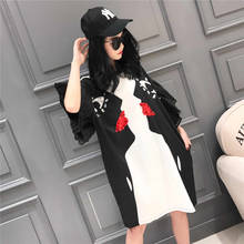 Women Summer Fashion Shirt Dress Sequined Personality Printed Mini Dress O Neck Casual Dress Streetwear Loose Long Shirts 2024 - buy cheap